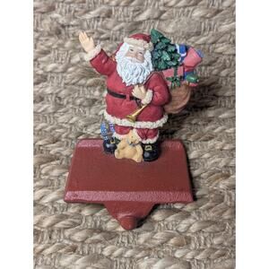 Vintage Trim a Home Cast Iron Christmas Santa Mantel Holiday Stocking Holder